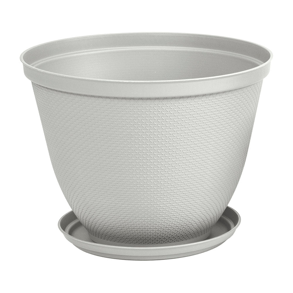 Matera Redonda Rafia 35 cm con Plato Gris Hielo