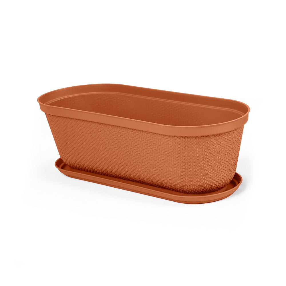 Matera Moderna Ovalada Rafia 60 cm con Terracota