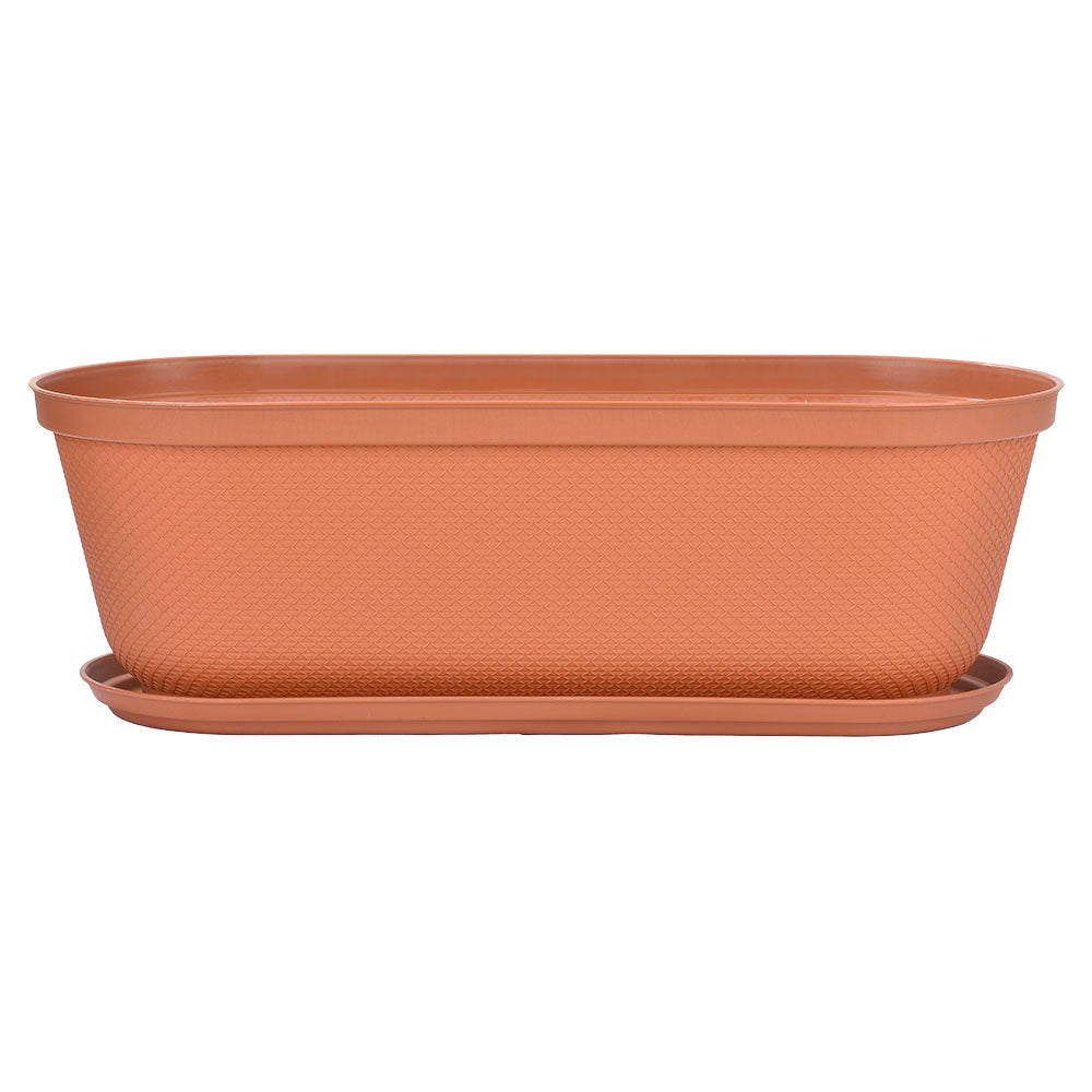 Matera Moderna Ovalada Rafia 60 cm con Terracota