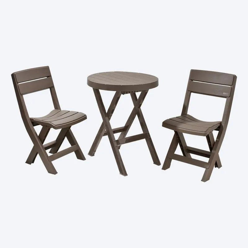 Combo Plegable Barú (Mesa Redonda + 2 Sillas) Mocca