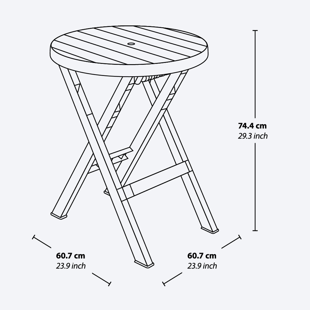 Combo Plegable Barú (Mesa Redonda + 2 Sillas) Gris Hielo