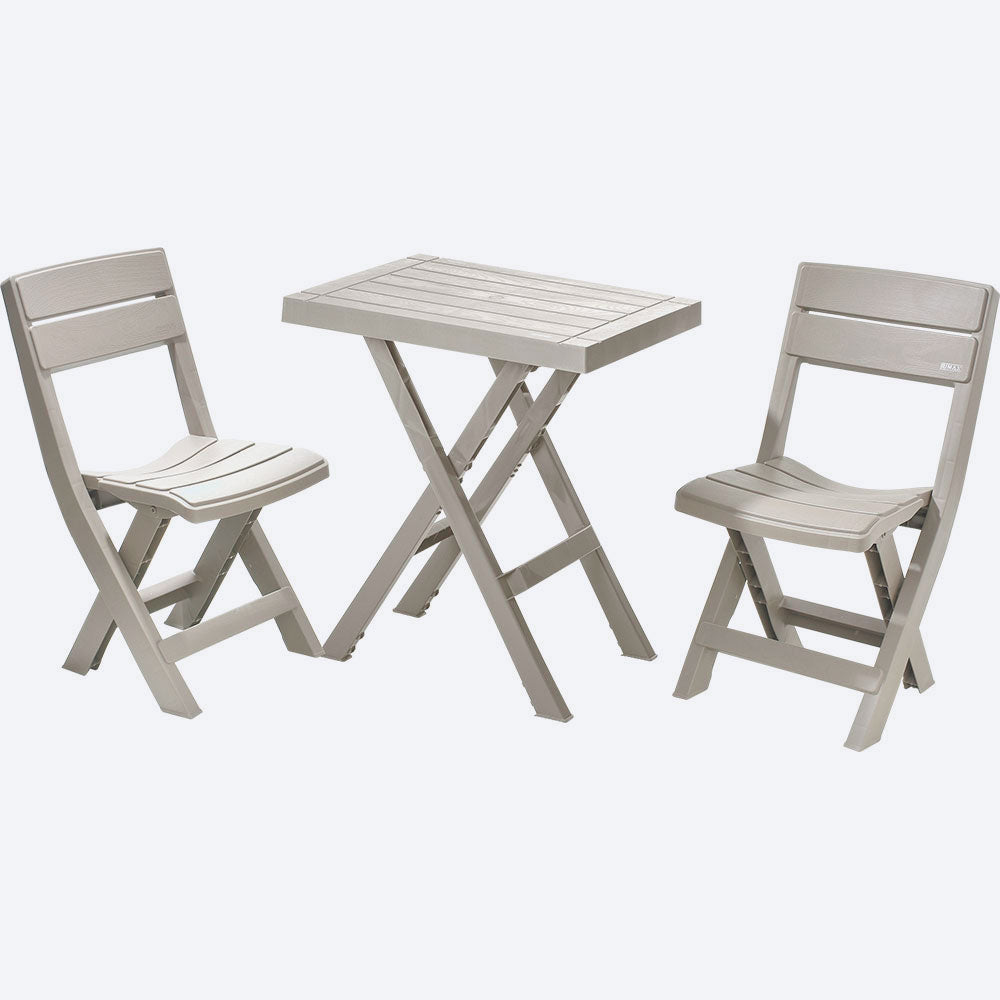 Combo Plegable Barú (Mesa Rectangular + 2 Sillas) Taupe
