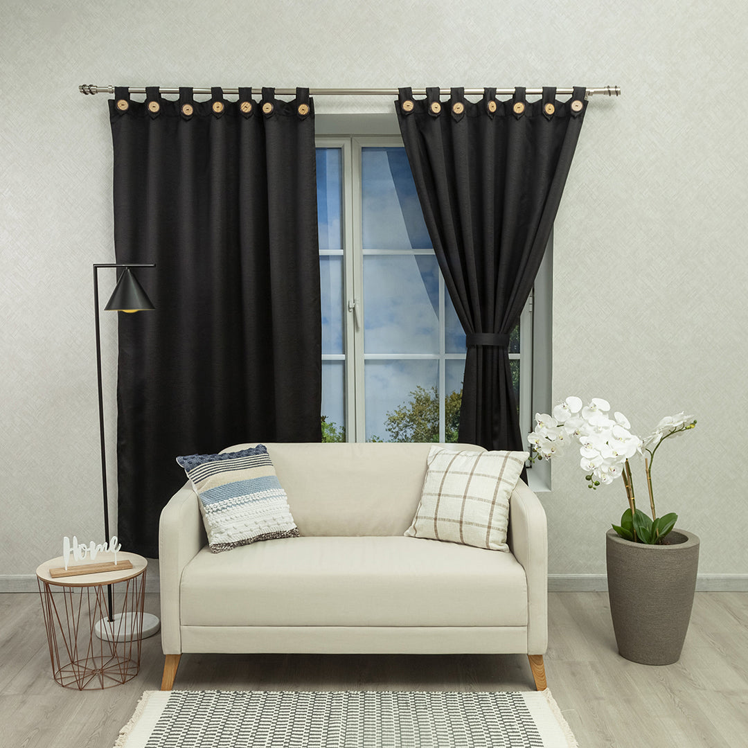 Cortina Black Out Anti-Luz Baltica Boton Negra Aislantes 2,60 X 2,20 Aprox.