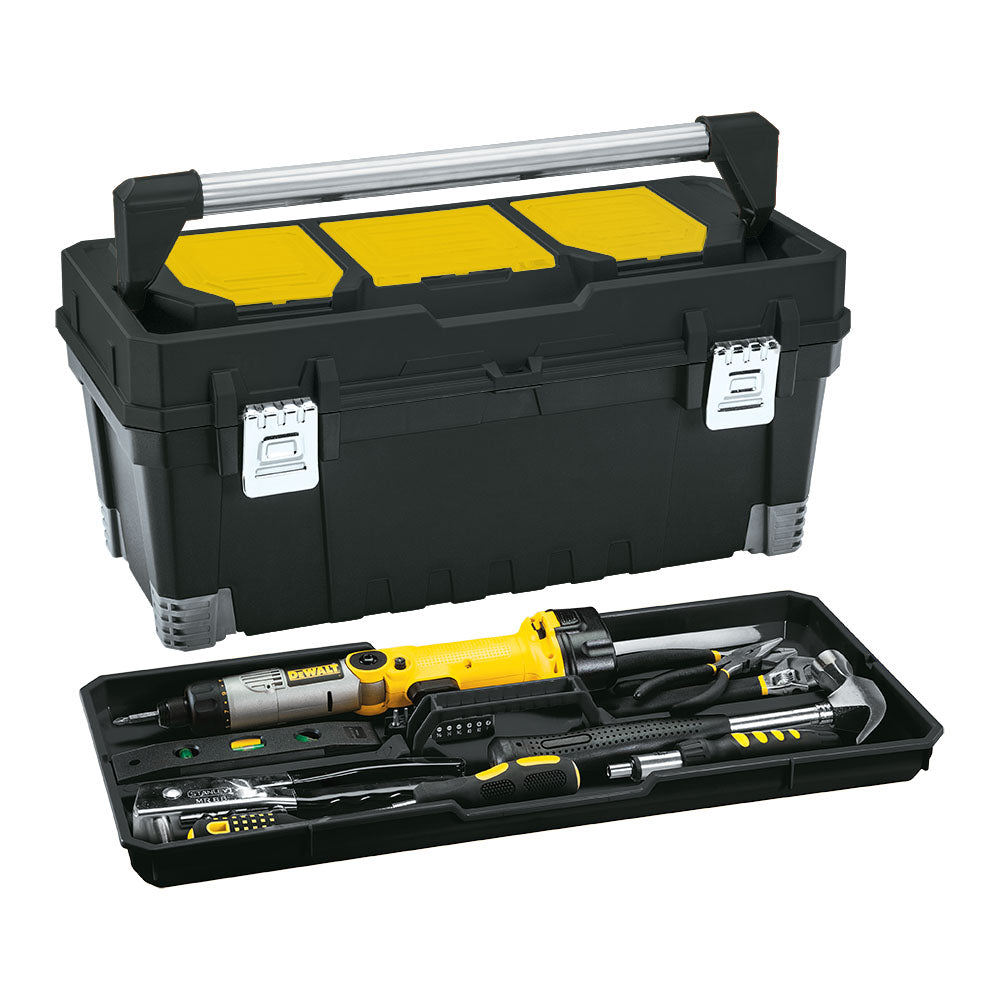 Caja Herramientas 25" Profesional Cerradura Metálica Negro