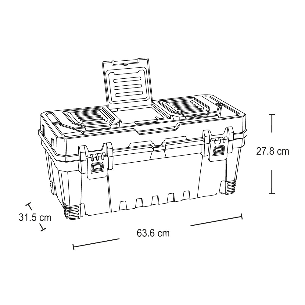 Caja Herramientas 25" Profesional Cerradura Metálica Negro