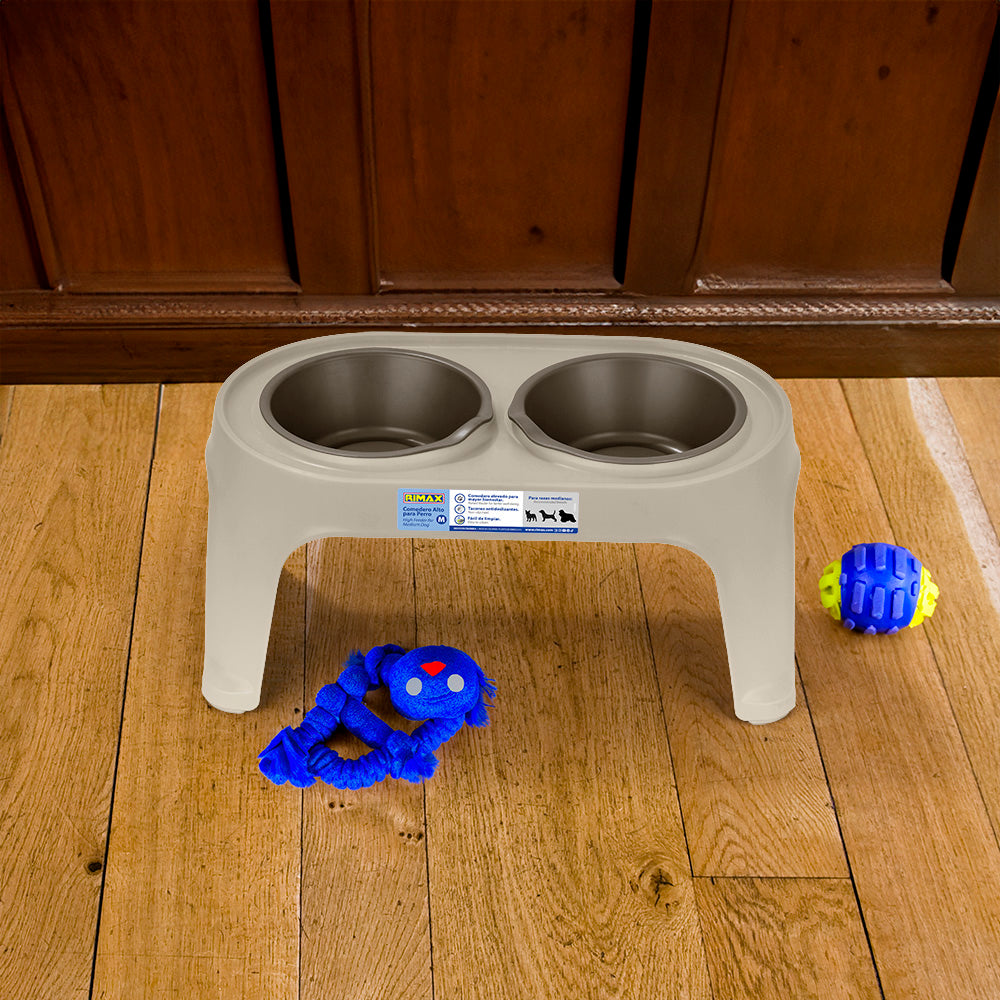Comedero Alto para Perros Medium Taupe