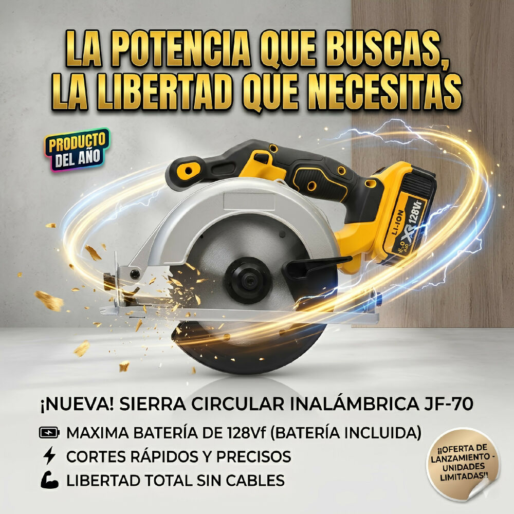 Sierra Circular Inalámbrica JF-70 De Mano Profesional Para Cortes