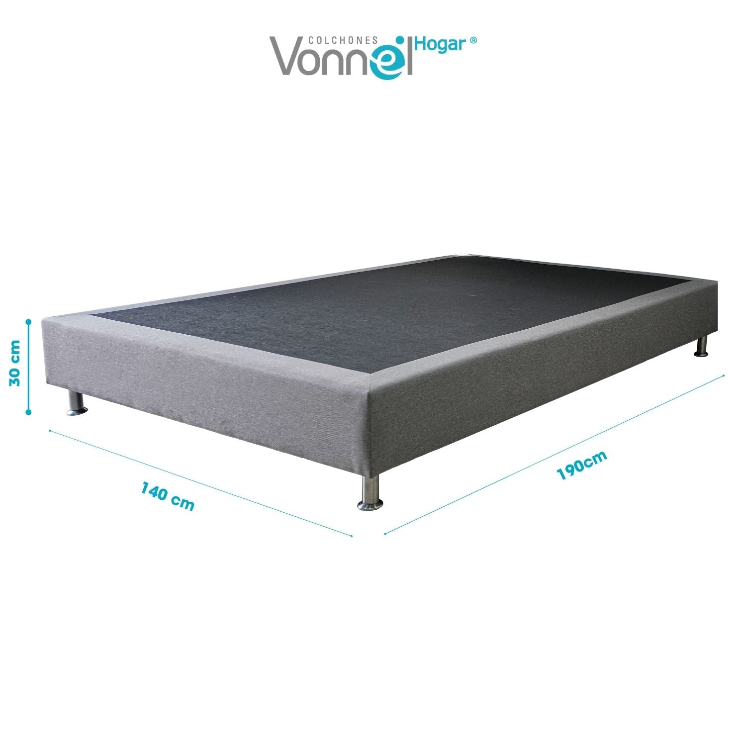 Base Cama Inox 140x190x20, Plata