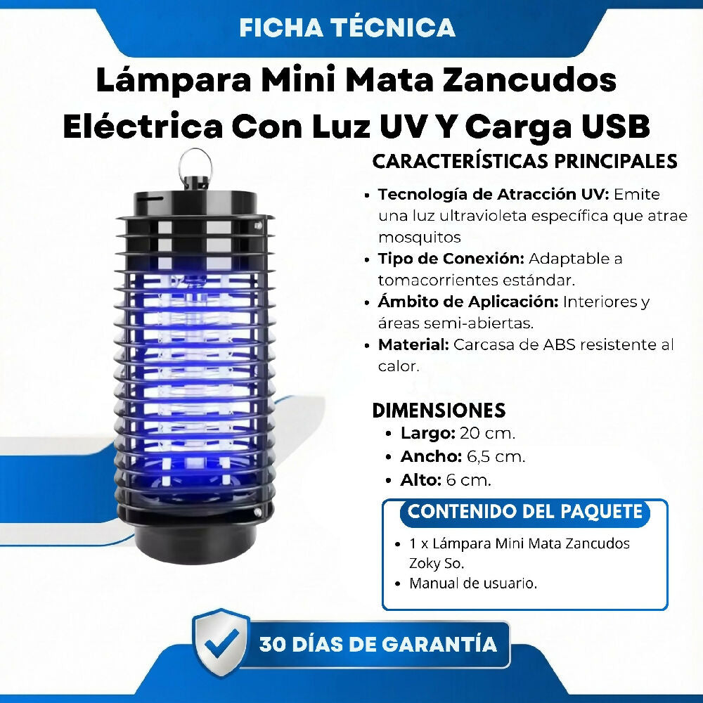 Lámpara Mini Mata Zancudos Eléctrica Con Luz UV Y Carga USB