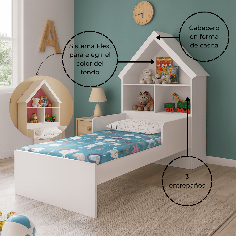 Cama Infantil Ariel Blanco Rosado Flex (4) (1)