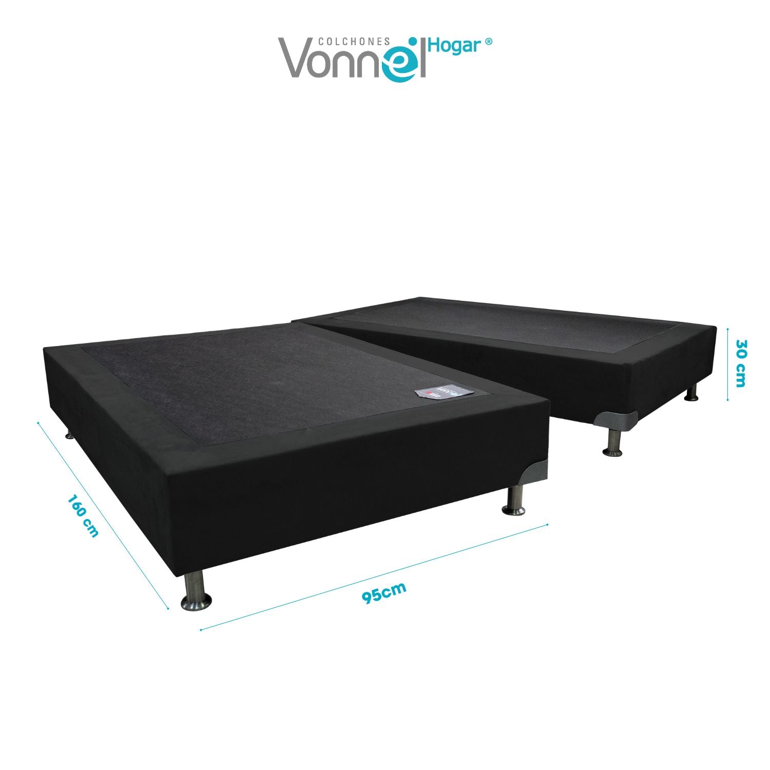 Base Cama Inox Modular 160x095x20, Negro