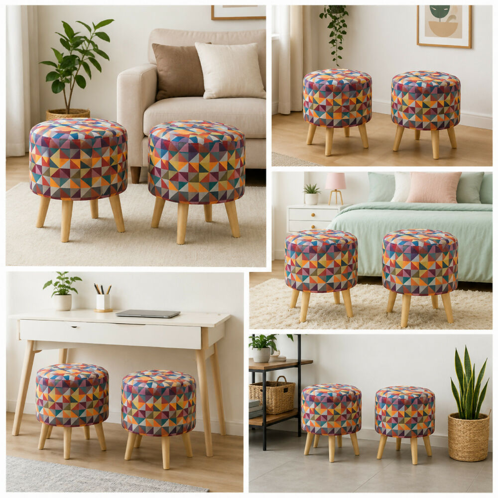 Set x 2 und Puff Tapizado 39x40x40cm Colors