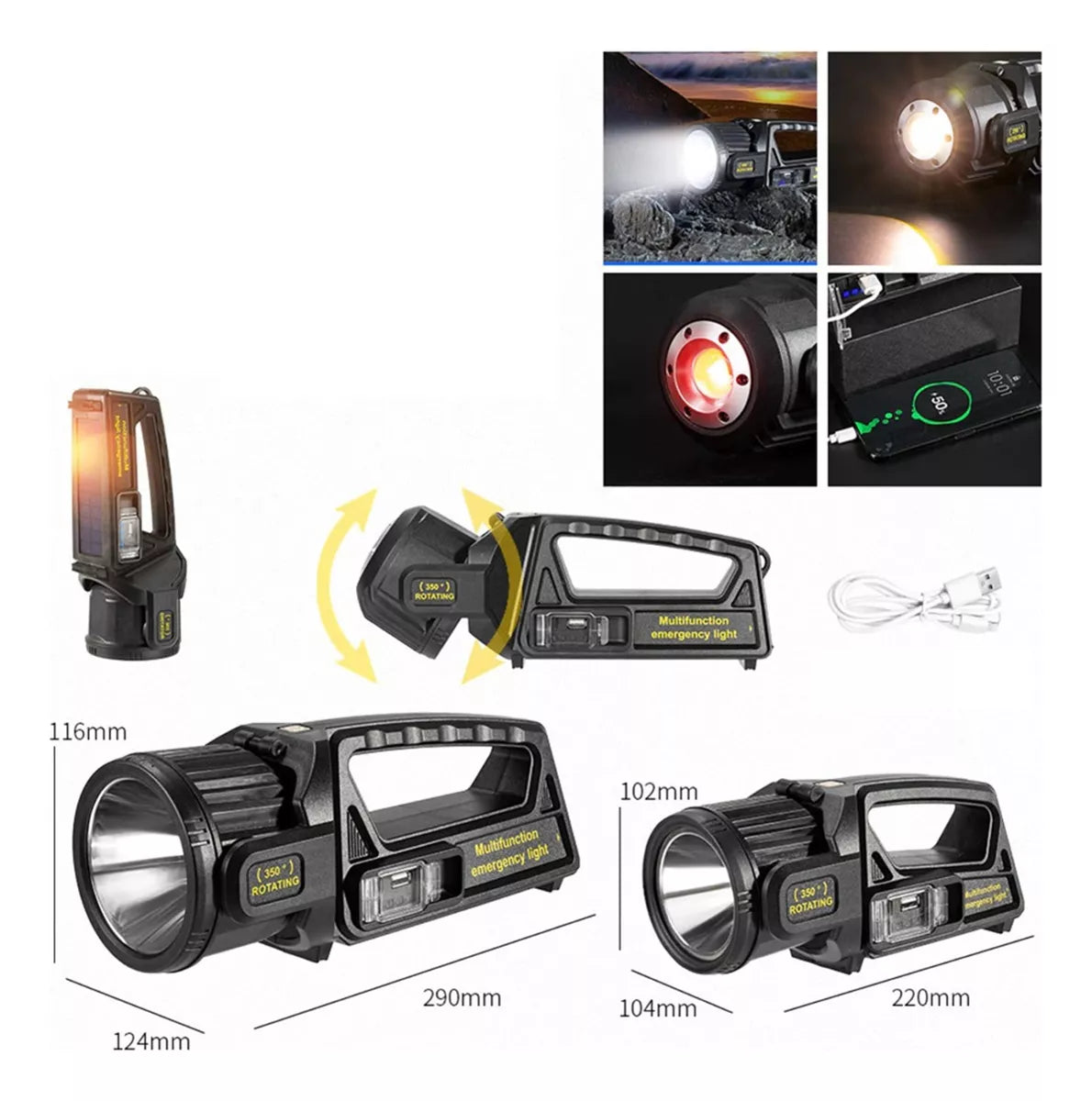 Linterna Lampara Recarga Usb