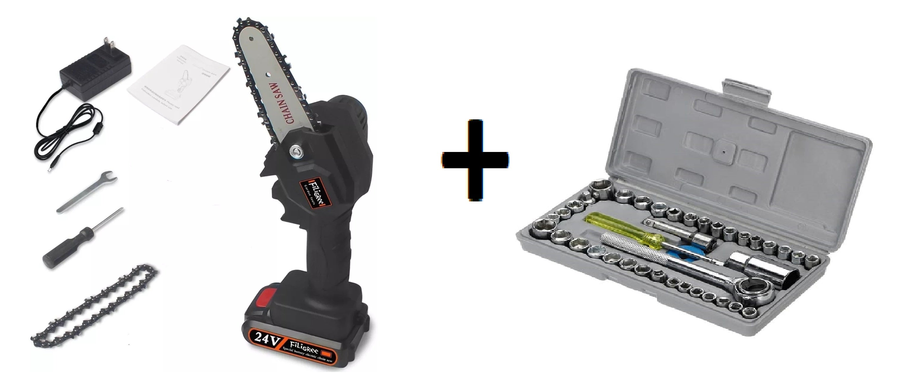 Set Mini Motosierra 2bat+juego De Raches