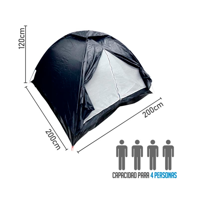 Carpa Camping 4p Semi Impermeable