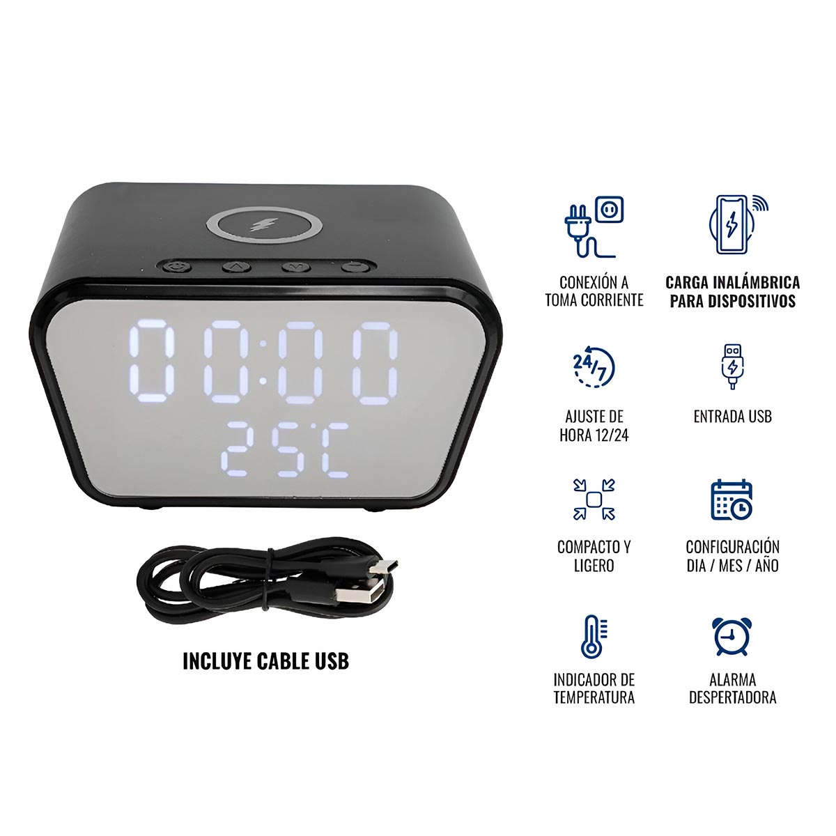 Reloj Despertador Cargador Ay-21