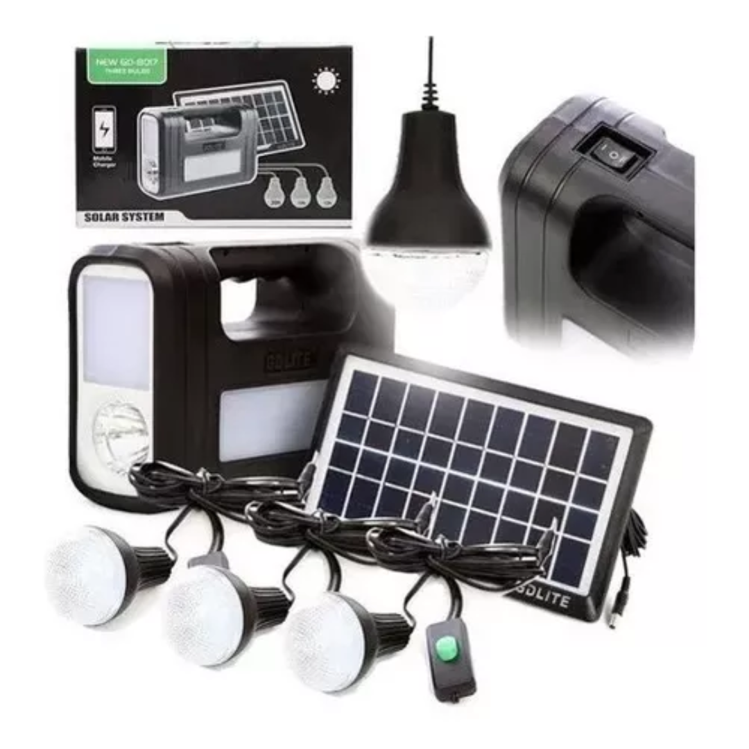 Panel Solar Lámpara Con Batería 3 B 8017