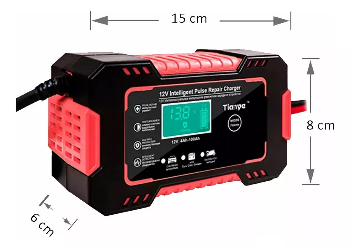 Cargador Bateria Carro Moto 12v Pantalla