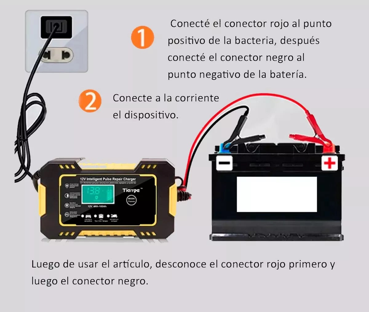 Cargador Bateria Carro Moto 12v Pantalla