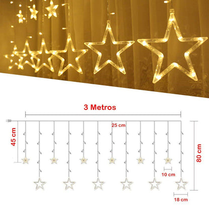 Extensión Luces Led Estrella X3 Metros Luz Navidad Cálida C2024