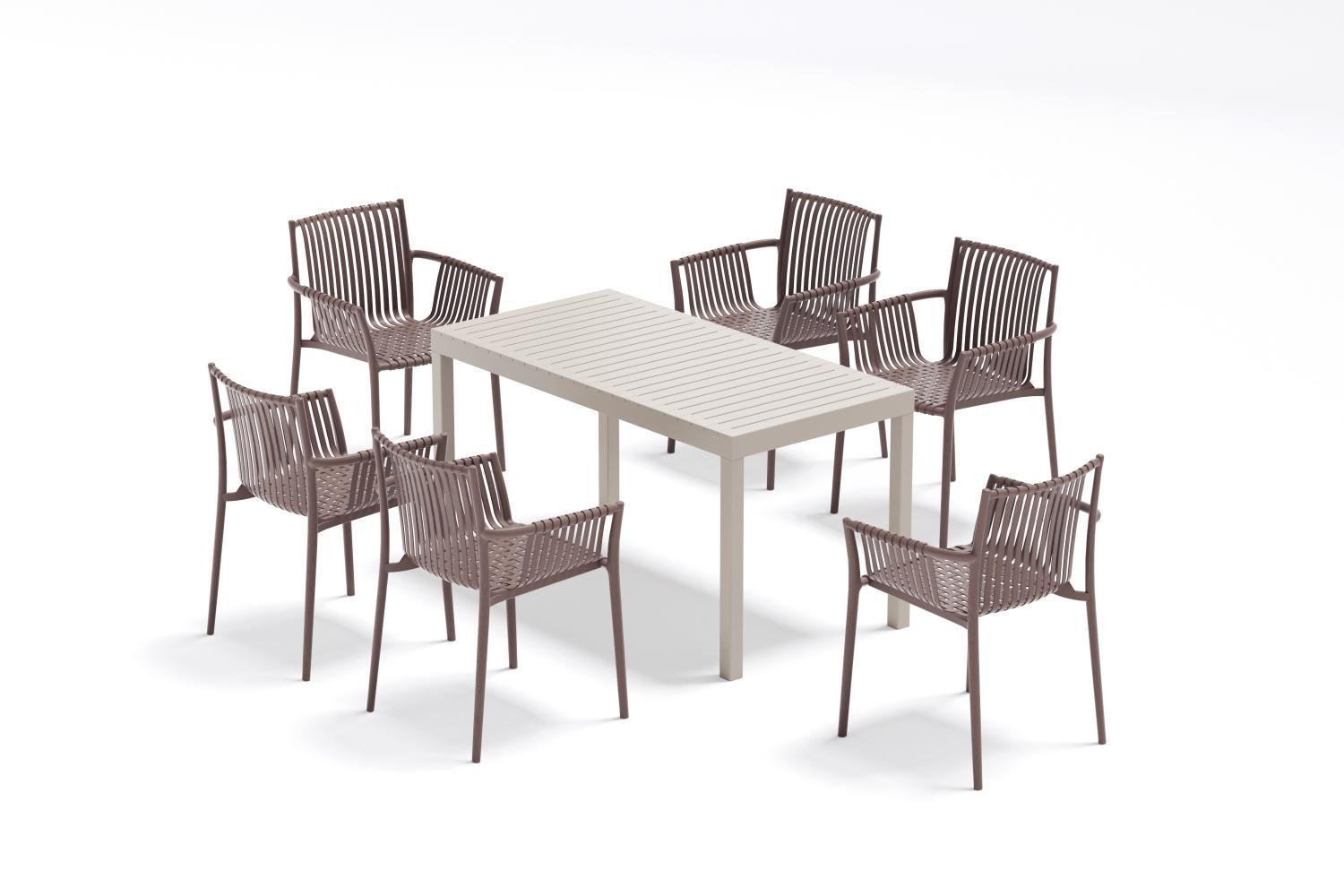 Set de 2 Sillas Madrid con Brazos, Color Taupe, con Espaldar y Diseño Moderno