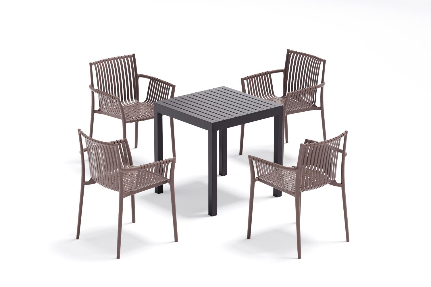 Set de 2 Sillas Madrid con Brazos, Color Taupe, con Espaldar y Diseño Moderno