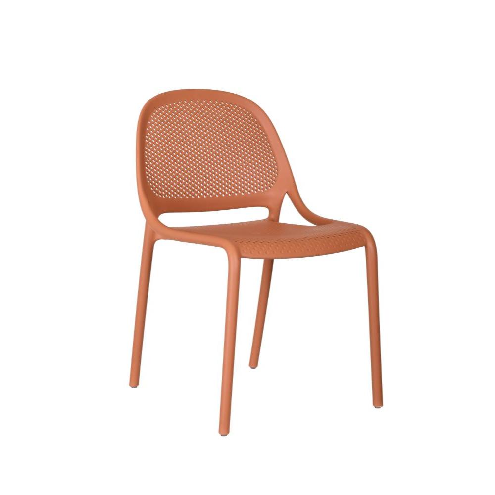 Silla Tolondo, Color Rojo, Con espaldar redondo transpirable y diseño minimalista