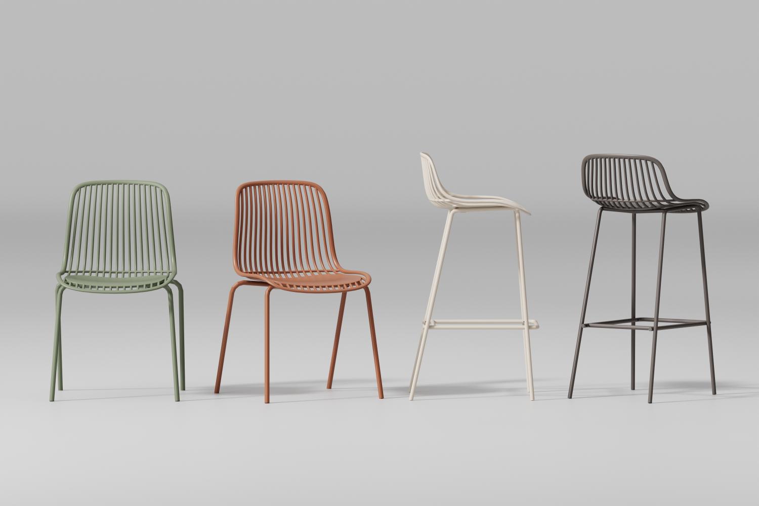 Set de 2 Sillas para Bar Tulum, Color Taupe, Diseño Moderno