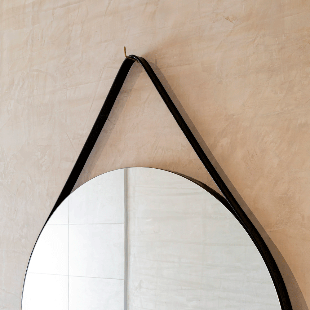 Espejo Circular Persa, Negro, con Marco Aglomerado Mdp 80