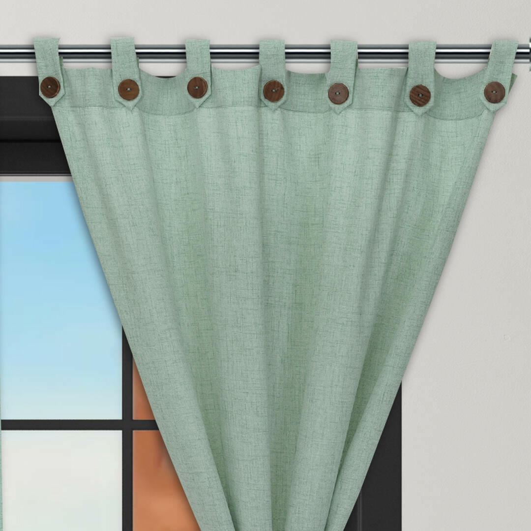 Cortina Lino Boton Ancestral Verde Neutrales 2,60 X 2,20 Aprox.