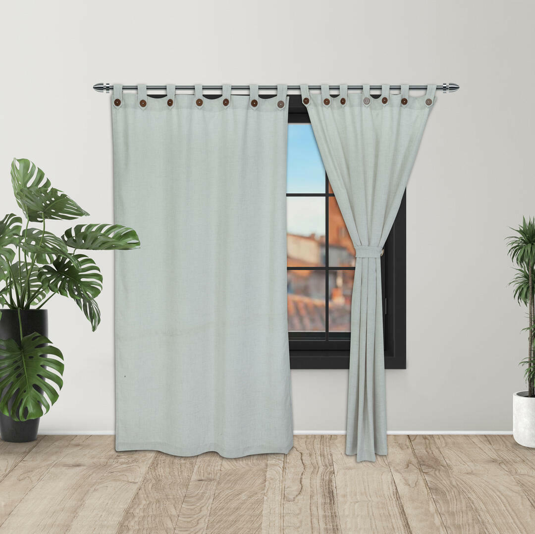 Cortina Lino Boton Ancestral Blanco Neutrales 2,60 X 2,20 Aprox.