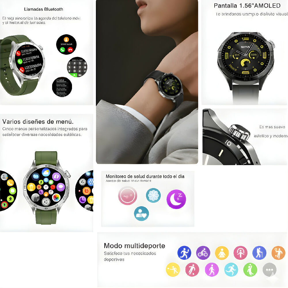 Smartwatch GM1 Mobulaa Bluetooth Reloj Inteligente Deportivo Con Pantalla HD, Frecuencia Cardíaca Y Batería Duradera