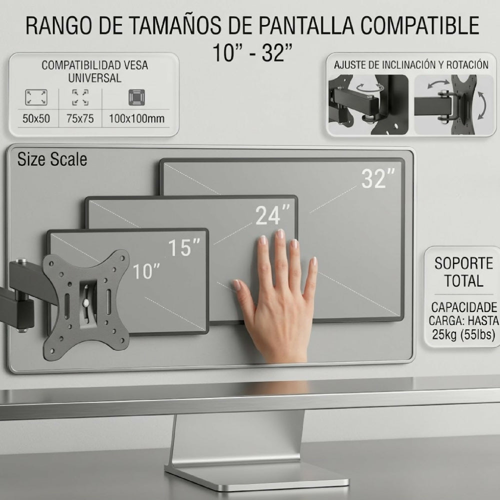 Soporte Base De Brazo NIA AN-210 Para TV De 10" A 32" Pulgadas