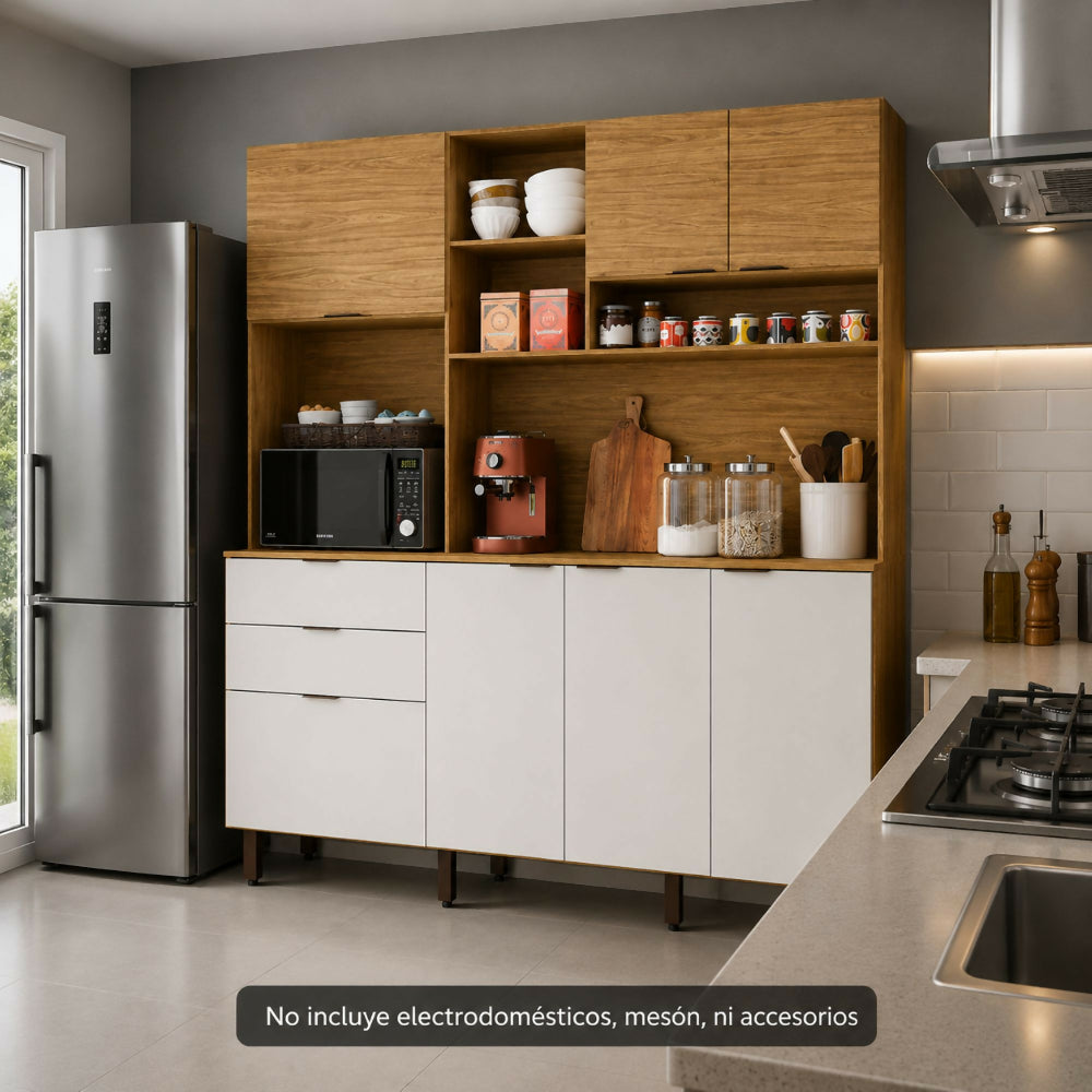 Mueble de Cocina Fiyi - Natural/Blanco Apagado