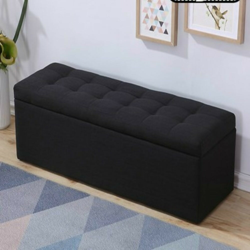 puf baul negro tela 80x40