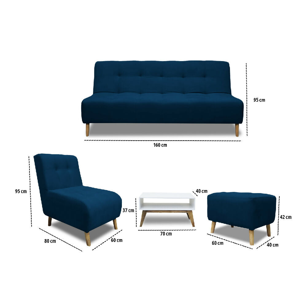 Sala Milan Azul + Mesa de Centro