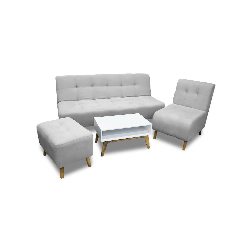 Sala Milán Gris plata + Mesa de Centro