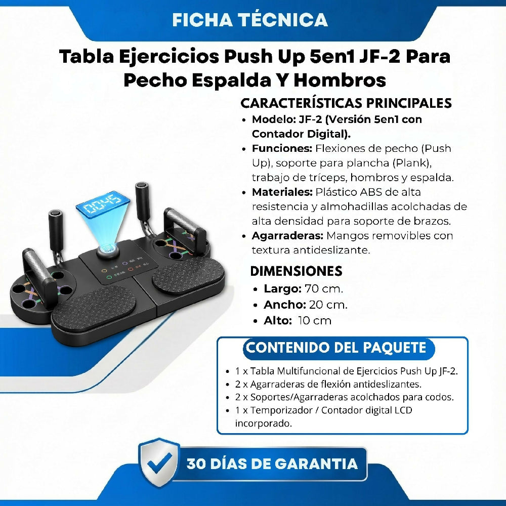 Tabla Ejercicios Push Up 5en1 JF-2 Para Pecho Espalda Y Hombros