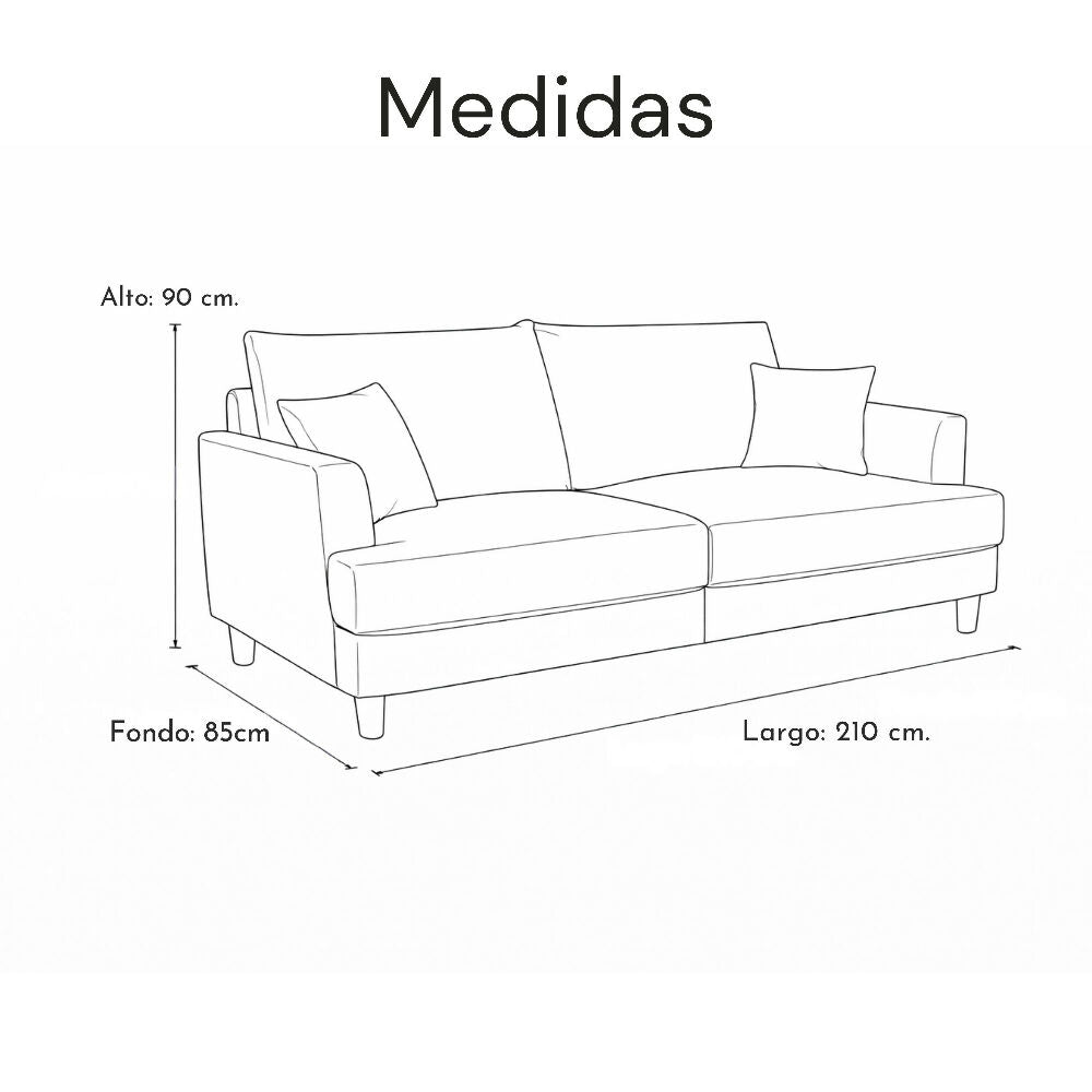 Sofá 3 Puestos Gris Asiana