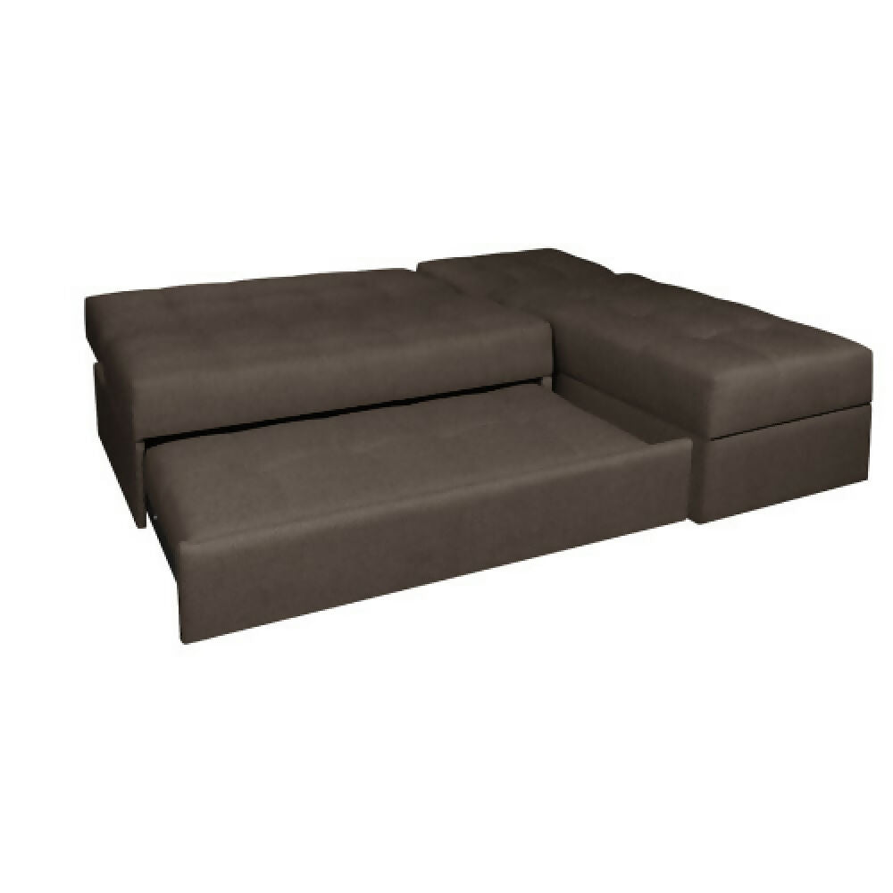 Sofá Cama Angela En L Con Brazos Tela Café