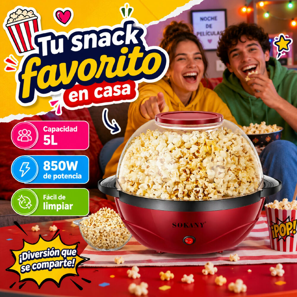 Maquina De Crispetas Sokany 905 5L Gran Capacidad Cocina Crispetera Palomitas