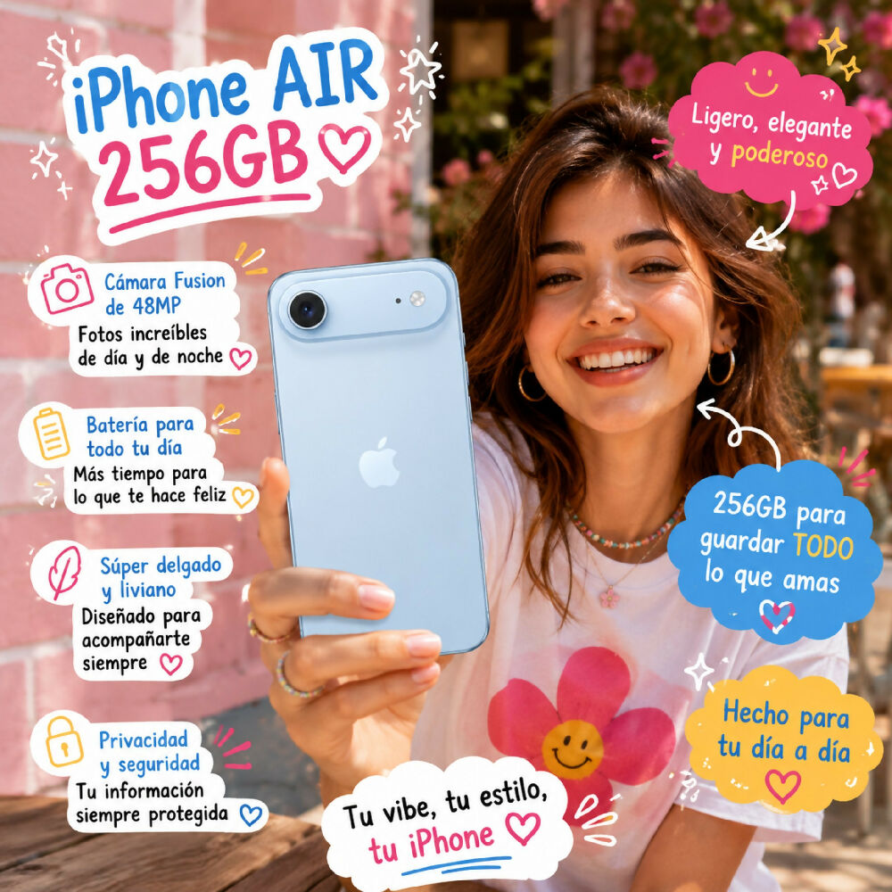 Celular Apple IPhone Air 256gb + Obsequio Lámpara Carga Inalámbrica Y Vidrio Celeste