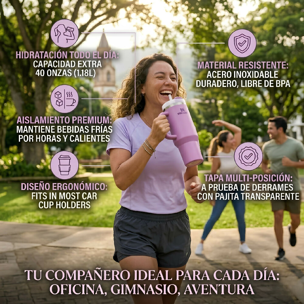 Termo Stanley 40oz Con Pitillo Vaso Térmico Para Gimnasio Y Viajes Morado