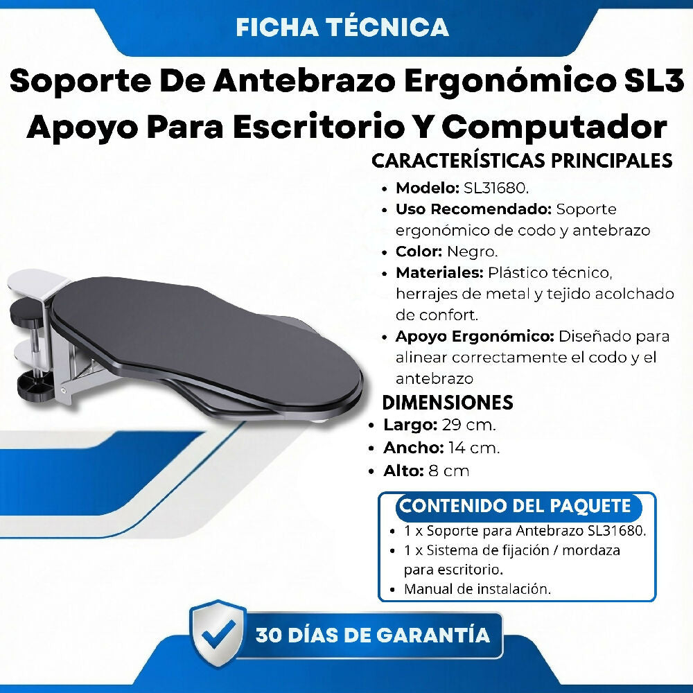 Soporte De Antebrazo Ergonómico SL3 Apoyo Para Escritorio Y Computador