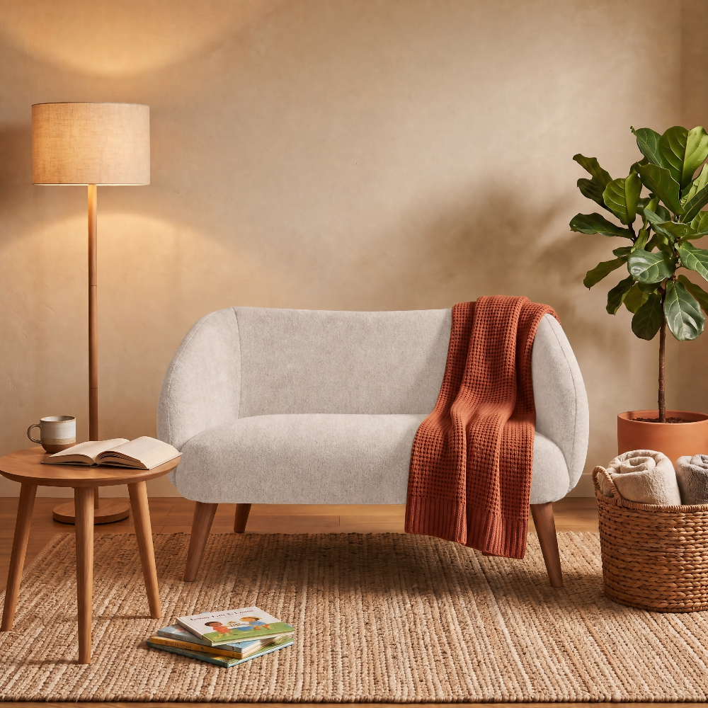 Sofa 2 Puestos Astra 130x76x77 cm Tela Beige