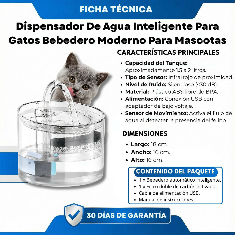 Dispensador De Agua Inteligente Para Gatos Bebedero Moderno Para Mascotas