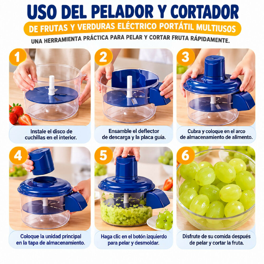 Mini Picador Multifuncional De Verduras PRLA-891 Con Cuchillas De Alimentos