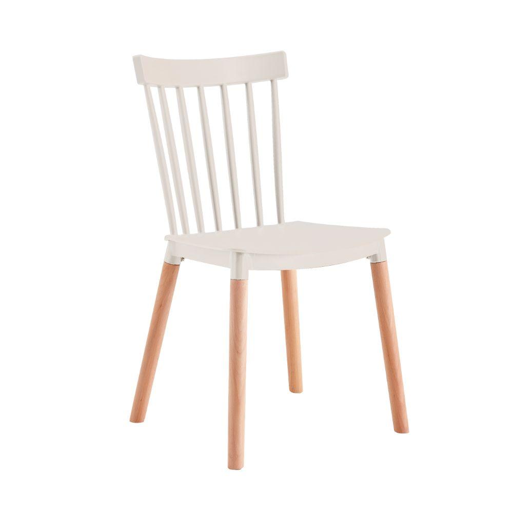 Kit de Dos Sillas Jeicob, Blanco y Café claro, cómodo asiento y patas en madera
