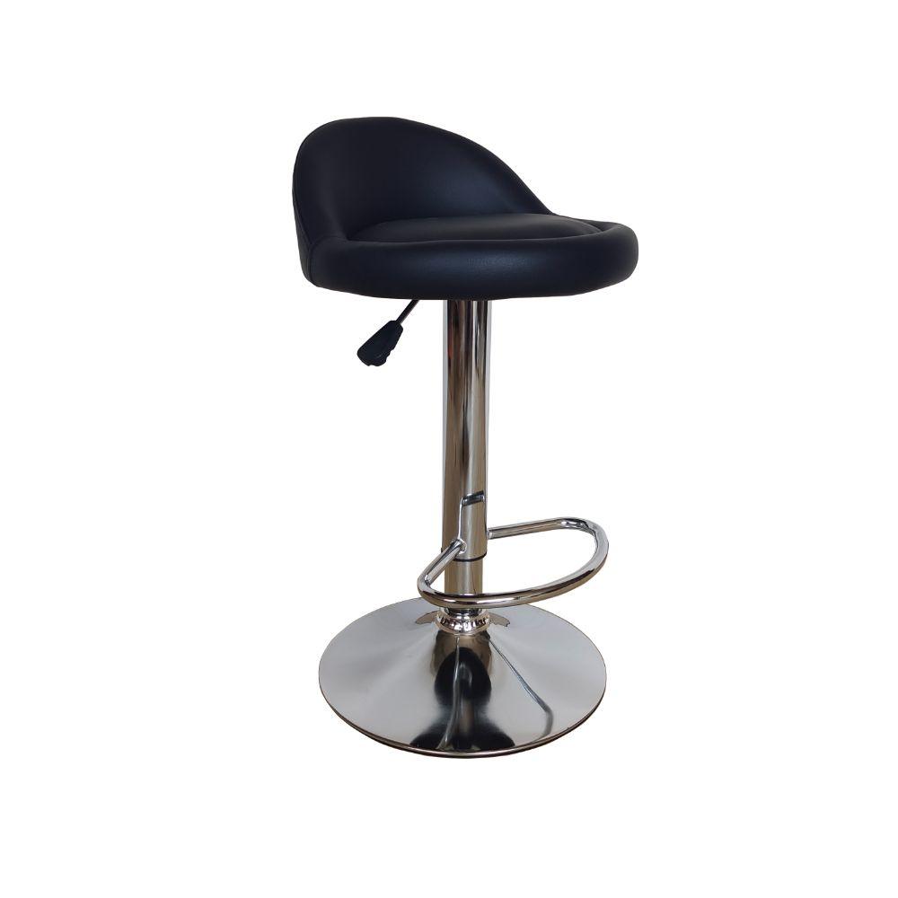 Kit de Dos Sillas Bar Tyron, Negro, Base Metal Cromado
