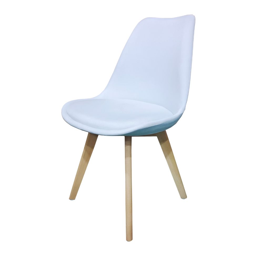 Kit de Cuatro Sillas Romero, Blanco y Café Claro, Cómodo Asiento y Patas en Madera
